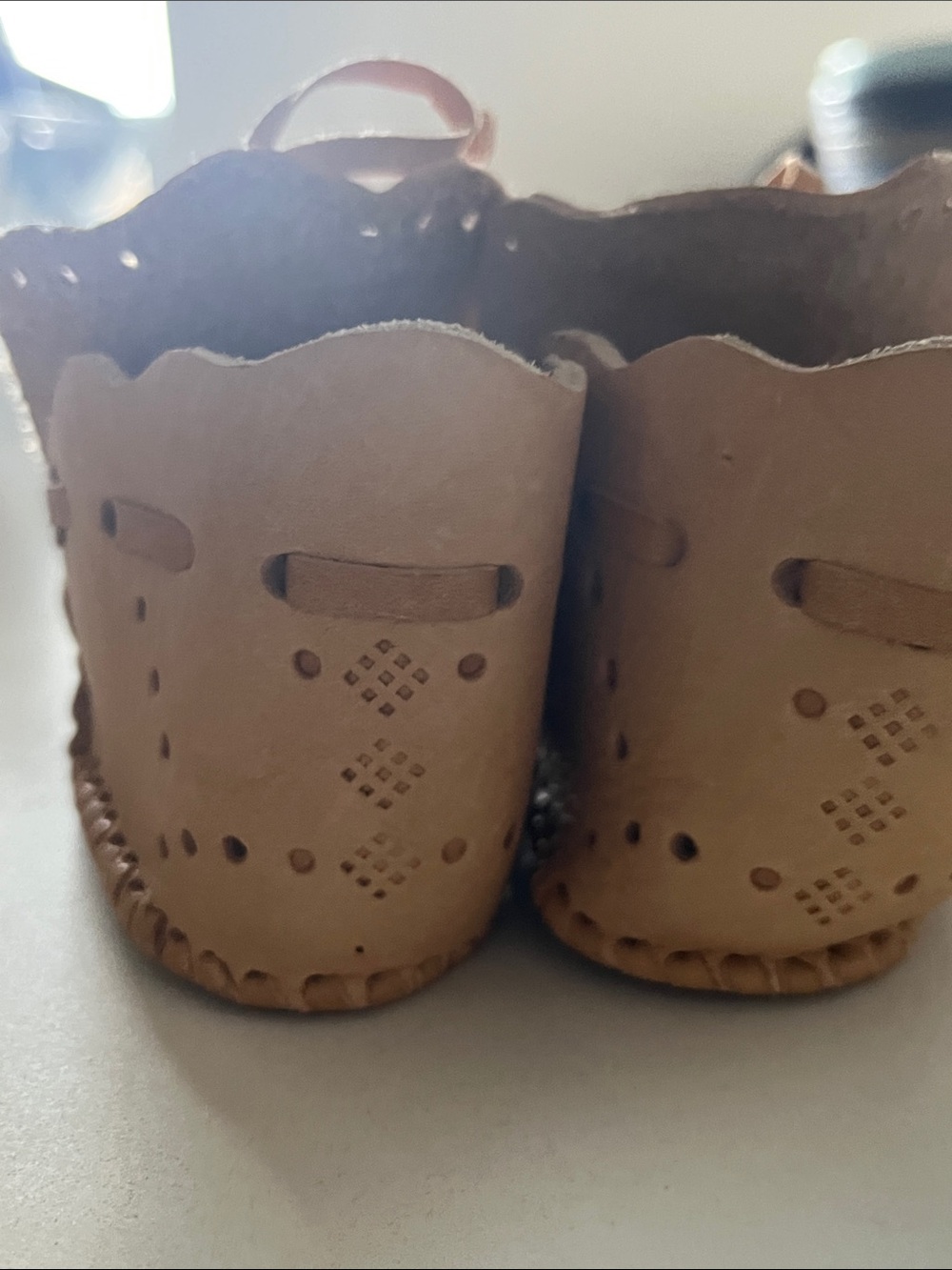 ❤️ 3 for $30 Item Tan Baby Moccasin Shoes with Braided Trim from Germany